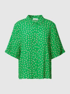 Jake*s Casual Hemdbluse Mit Allover-Muster Aus Reiner Viskose - Apfelgrün