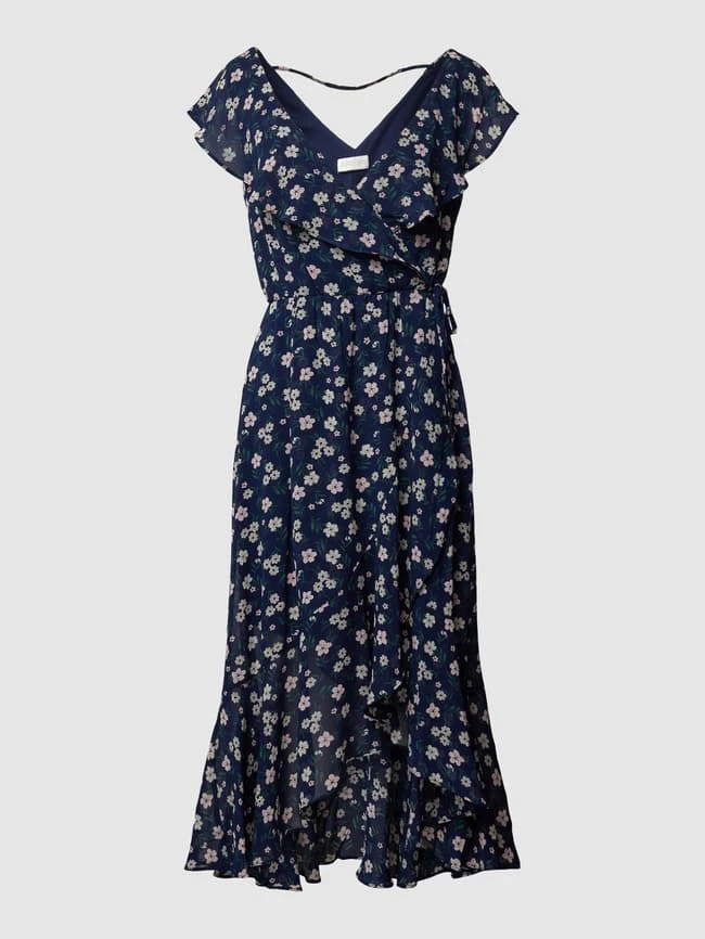 Apricot Midikleid Mit Bindegürtel - Marineblau 4 Apricot Midikleid Mit Bindegürtel - Marineblau – Bild 2