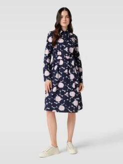 Christian Berg Woman Knielanges Kleid Mit Allover-Muster - Dunkelblau