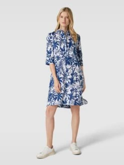 Christian Berg Woman Blusenkleid Aus Leinen Mit Allover-Print - Marineblau