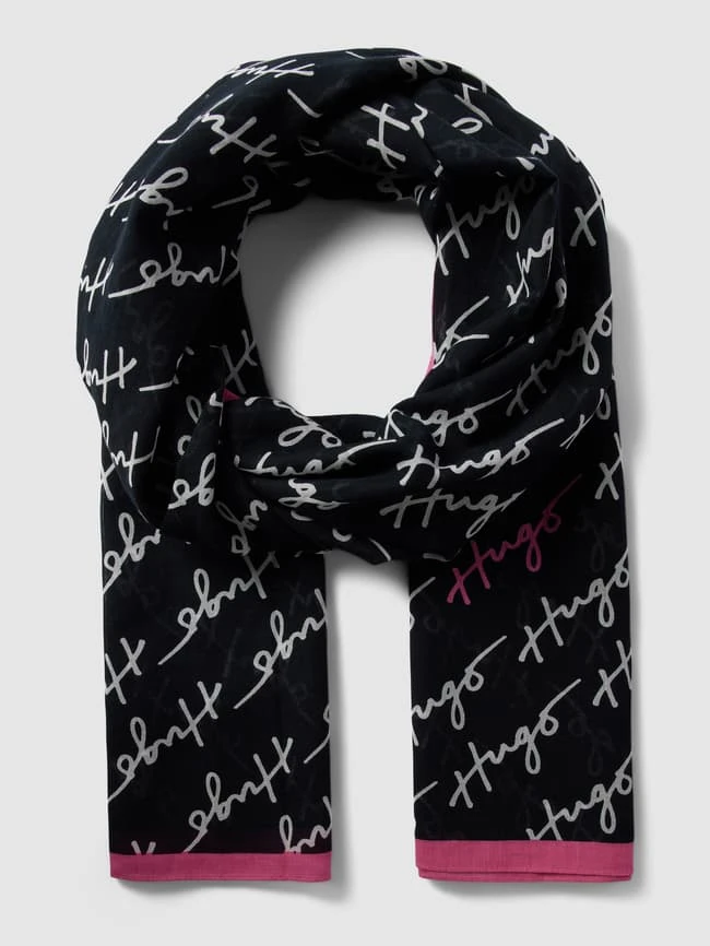 HUGO Schal Mit Kontraststreifen Modell 'Women' - Schwarz 4 HUGO Schal Mit Kontraststreifen Modell 'Women' - Schwarz – Bild 2