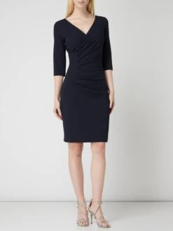 Paradi Cocktailkleid Aus Krepp Mit Drapierten Falten - Dunkelblau