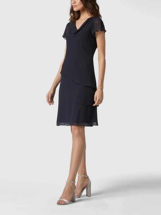 Christian Berg Cocktail Cocktailkleid Mit Volants - Marineblau Meliert 3 Christian Berg Cocktail Cocktailkleid Mit Volants - Marineblau Meliert