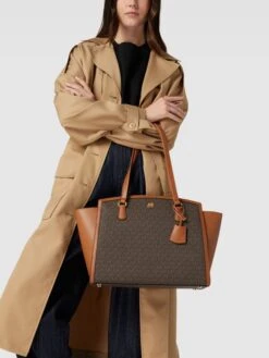 MICHAEL Michael Kors Tote Bag Mit Allover-Logo Modell 'CHANTAL' - Mittelbraun