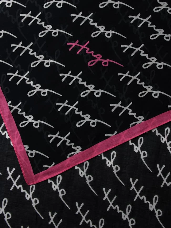 HUGO Schal Mit Kontraststreifen Modell 'Women' - Schwarz 5 HUGO Schal Mit Kontraststreifen Modell 'Women' - Schwarz – Bild 3