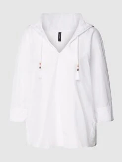 Marc Cain Bluse Mit Seiden-Anteil In Unifarbenem Design - Weiß