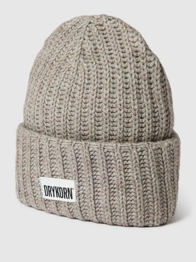 Drykorn Beanie Mit Label-Patch - Taupe Meliert 3 Drykorn Beanie Mit Label-Patch - Taupe Meliert