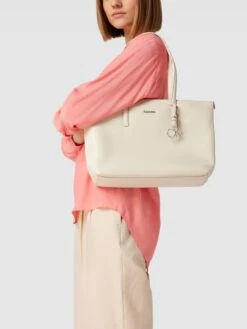 CK Calvin Klein Shopper In Leder-Optik - Ecru