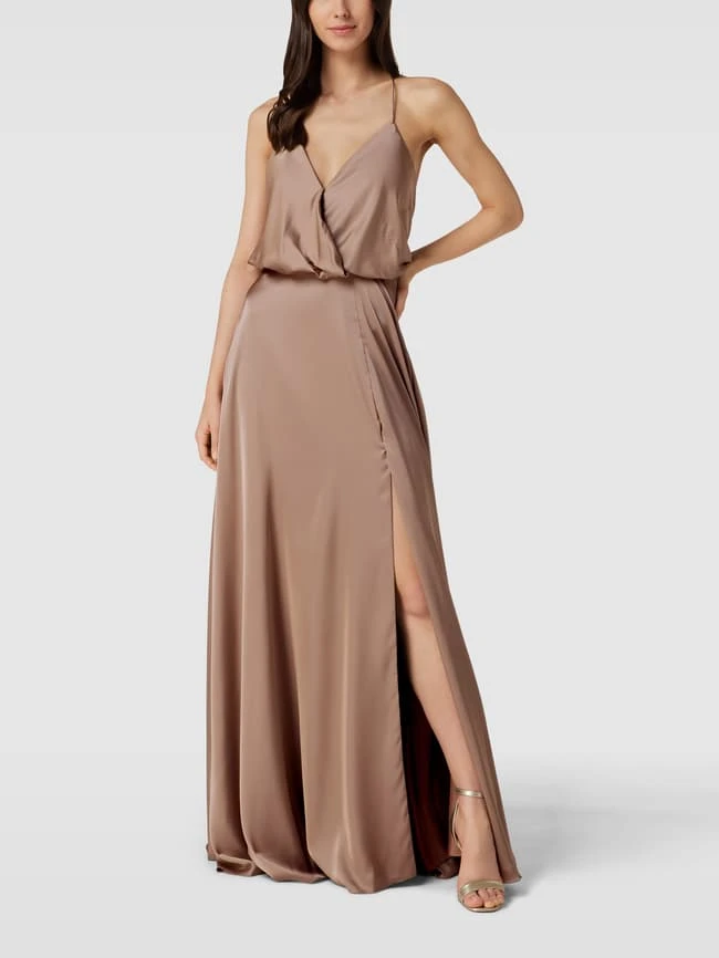 Unique Abendkleid In Wickel-Optik - Taupe 3 Unique Abendkleid In Wickel-Optik - Taupe