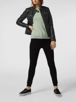 Only Jacke Im Authentischen Leder-Look - Schwarz