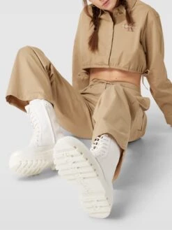 Calvin Klein Jeans Schnürboots Aus Leder Mit Plateausohle - Weiß