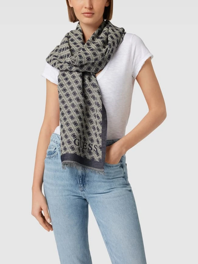 Guess Schal Mit Label-Print Modell 'KATEY' - Marineblau 3 Guess Schal Mit Label-Print Modell 'KATEY' - Marineblau