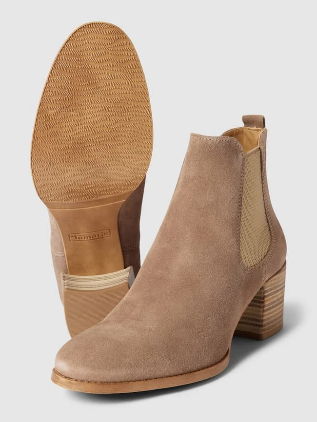 Tamaris Chelsea Boots Mit Blockabsatz - Taupe 7 Tamaris Chelsea Boots Mit Blockabsatz - Taupe – Bild 5