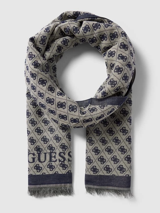 Guess Schal Mit Label-Print Modell 'KATEY' - Marineblau 4 Guess Schal Mit Label-Print Modell 'KATEY' - Marineblau – Bild 2