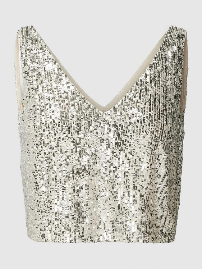 Jake*s Cocktail Crop Top Mit Paillettenbesatz - Silber 4 Jake*s Cocktail Crop Top Mit Paillettenbesatz - Silber – Bild 2