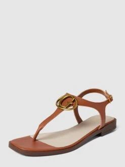 Guess Zehentrenner Aus Leder Mit Label-Detail Modell 'MIRY' - Cognac