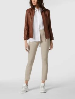 Cabrini Lederjacke Mit Variablem Stehkragen - Cognac
