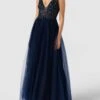 Mascara Abendkleid In Maxilänge Aus Tüll - Dunkelblau