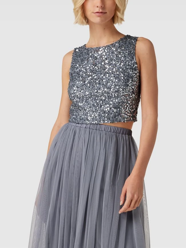 Jake*s Cocktail Top Mit Paillettenbesatz - Mittelgrau Meliert 6 Jake*s Cocktail Top Mit Paillettenbesatz - Mittelgrau Meliert – Bild 4