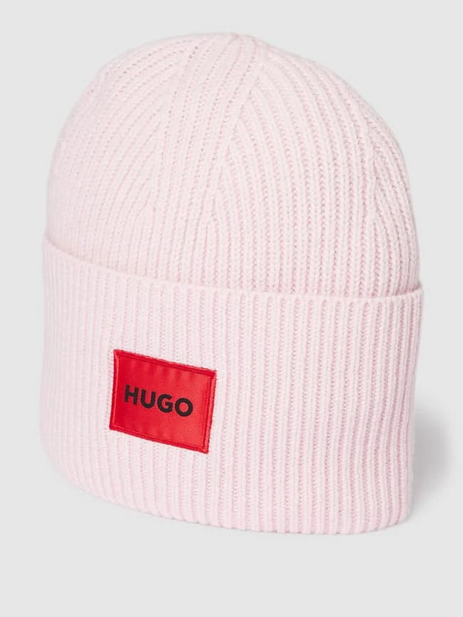 HUGO Beanie Mit Label-Detail Modell 'XAFF' - Hellrosa 3 HUGO Beanie Mit Label-Detail Modell 'XAFF' - Hellrosa