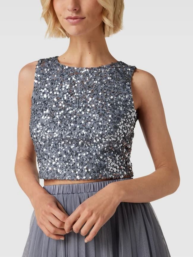 Jake*s Cocktail Top Mit Paillettenbesatz - Mittelgrau Meliert 5 Jake*s Cocktail Top Mit Paillettenbesatz - Mittelgrau Meliert – Bild 3