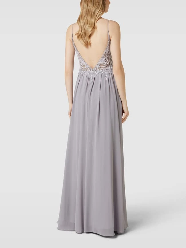 Laona Abendkleid Mit Floralen Stickereien - Silber 7 Laona Abendkleid Mit Floralen Stickereien - Silber – Bild 5