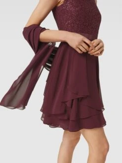 Christian Berg Cocktail Tuch Mit Semitransparenter Optik - Bordeaux Rot