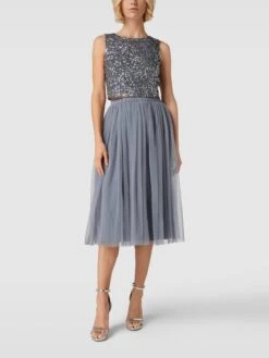 Jake*s Cocktail Midirock Mit Tüll - Mittelgrau Meliert