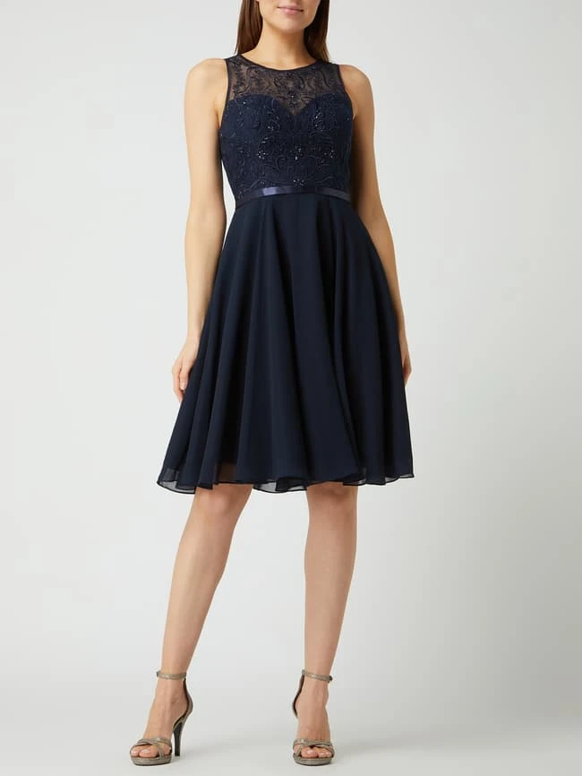 Luxuar Cocktailkleid Mit Strasssteinbesatz - Dunkelblau 3 Luxuar Cocktailkleid Mit Strasssteinbesatz - Dunkelblau