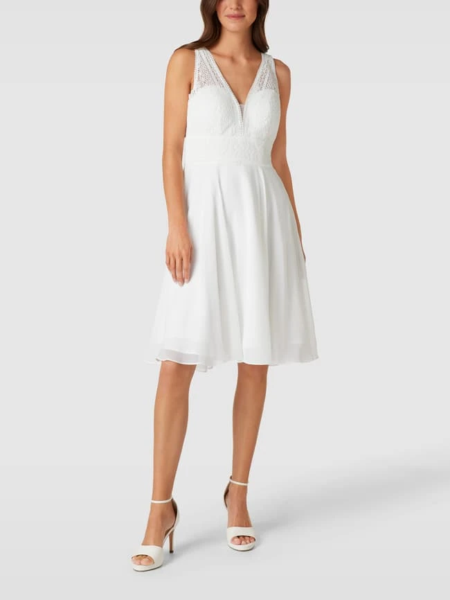 Luxuar Brautkleid In Knielänge Mit Taillenpasse - Offwhite 3 Luxuar Brautkleid In Knielänge Mit Taillenpasse - Offwhite