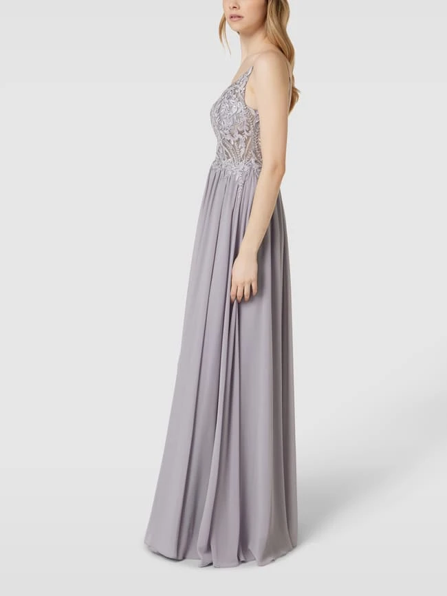 Laona Abendkleid Mit Floralen Stickereien - Silber 6 Laona Abendkleid Mit Floralen Stickereien - Silber – Bild 4