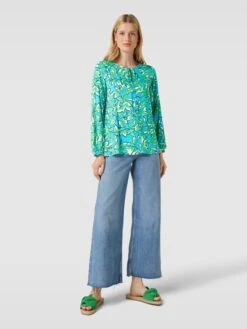 Comma Bluse Mit Schlüsselloch-Ausschnitt - Aqua Blau