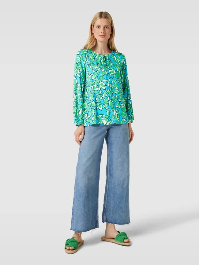 Comma Bluse Mit Schlüsselloch-Ausschnitt - Aqua Blau 3 Comma Bluse Mit Schlüsselloch-Ausschnitt - Aqua Blau