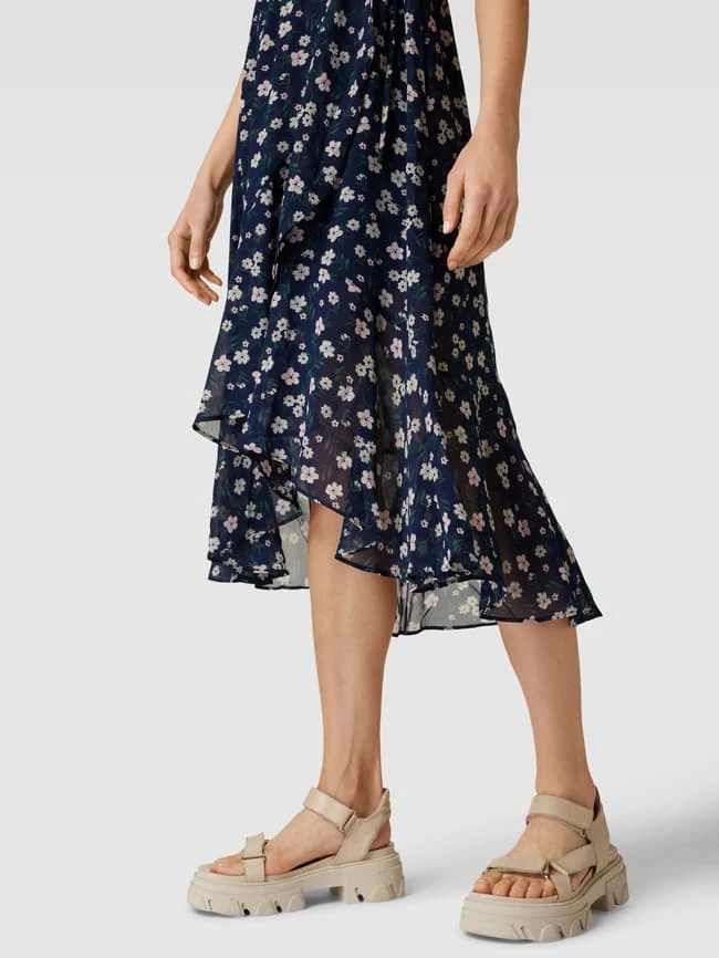 Apricot Midikleid Mit Bindegürtel - Marineblau 5 Apricot Midikleid Mit Bindegürtel - Marineblau – Bild 3