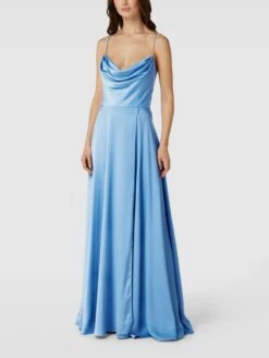 V.M. Abendkleid Mit Wasserfall-Ausschnitt - Hellblau
