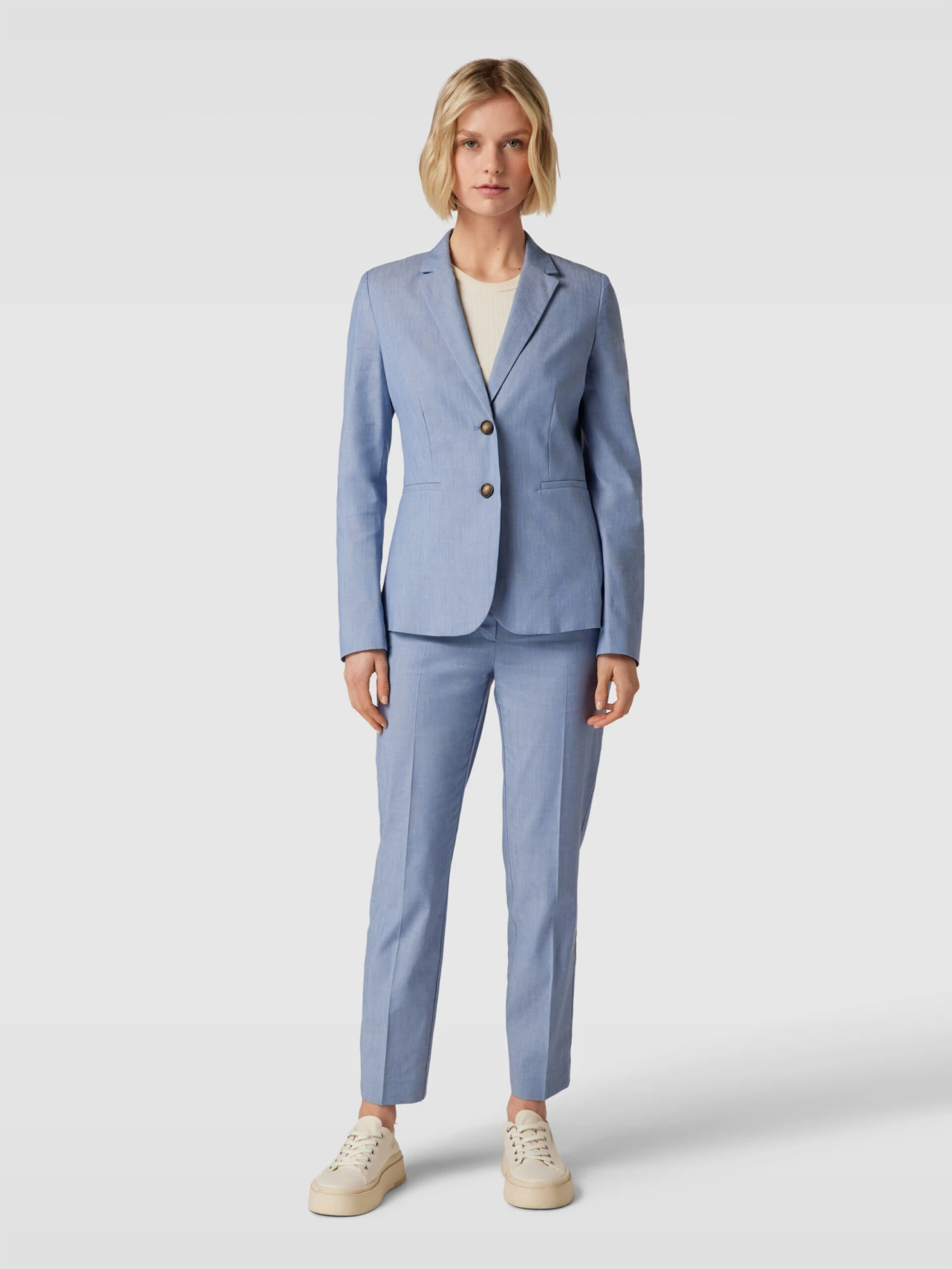 Christian Berg Woman Selection Stoffhose Mit Bügelfalten Modell 'Zigarette' - Hellblau Meliert 3 Christian Berg Woman Selection Stoffhose Mit Bügelfalten Modell 'Zigarette' - Hellblau Meliert